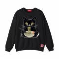 Sweatshirt MOLECULE® 331 RAMEN CAT DTF Front Cotton Blend 290 Gsm Black