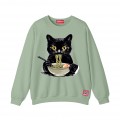 Sweatshirt MOLECULE® 331 RAMEN CAT DTF Print Cotton Blend 290 Gsm Sage