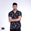 Shirt MOLECULE® 206 Viscoze WHITE FLOWER Print Short Sleeves Regular Fit Black