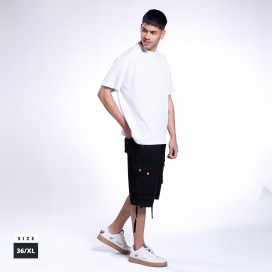 Cargo Shorts MOLECULE® Lightweight Cotton Belt Regular Fit Black