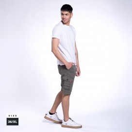 Cargo Shorts MOLECULE® Elastic Band Cotton Blend Slim Fit Olive