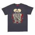 Unisex Short Sleeves T-shirt MOLECULE® 1100 SKELETON KISS Round Neck Cotton 150 Gsm Regular Fit Dark Grey