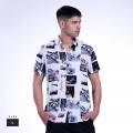 Shirt Life Print Viscose Short Sleeves White