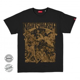 Unisex Short Sleeves T-Shirt MOLECULE® NIGHTSTALKER Satanic Drugs From Outer Space Print Cotton 150 Gsm Regular Fit Black