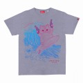 Unisex Short Sleeves T-Shirt MOLECULE® 1100 SURFER CAT DTF Print Cotton 150 Gsm Regular Fit Sport Grey