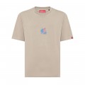 Premium Loose Unisex Short Sleeves Crew Neck T-shirt MOLECULE® 9902 SURFER CAT Organic Cotton 180 Gsm Loose Fit Beige