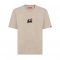 Premium Loose Unisex Short Sleeves Crew Neck T-shirt MOLECULE® Skaters Front/Back 9902 Organic Cotton 180 Gsm Loose Fit Beige