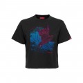 T-shirt Cropped MOLECULE® 9903 SURFER CAT Organic Cotton 230 Gsm Black