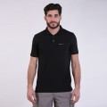 Unisex Short Sleeves T-shirt MOLECULE® 2200 Autograph White Print Pique Knit Polo Cotton 190 Gsm Regular Fit Black