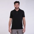 Unisex Short Sleeves T-shirt MOLECULE® 2200 Autograph Black Print Pique Knit Polo Cotton 190 Gsm Regular Fit Black