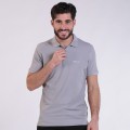 Unisex Short Sleeves T-shirt MOLECULE® 2200 Autograph White Print Pique Knit Polo Cotton 190 Gsm Regular Fit Light Grey