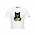 T-shirt Cropped MOLECULE® 9903 RAMEN CAT Organic Cotton 230 Gsm White