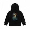 Kids Unisex Pullover Hoodie MOLECULE® 331 ZEUS DTF Cotton Blend 300 Gsm Regular Fit Black