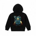 Kids Unisex Pullover Hoodie MOLECULE® 331 POSEIDON DTF Cotton Blend 300 Gsm Regular Fit Black