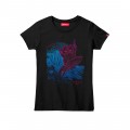 Women Short Sleeve T-Shirt MOLECULE® 1110 SURFER CAT Cotton 150 Gsm Regular Fit Black
