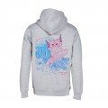 Unisex Pullover Hoodie MOLECULE® 332 SURFER CAT DTF Print Cotton Blend 300 Gsm Regular Fit Sport Grey