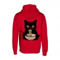 Unisex Pullover Hoodie MOLECULE® 332 RAMEN CAT DTF Print Cotton Blend 300 Gsm Regular Fit Red