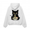 Unisex Pullover Hoodie MOLECULE® 332 RAMEN CAT DTF Print Cotton Blend 300 Gsm Regular Fit White