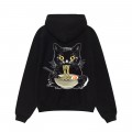 Unisex Pullover Hoodie MOLECULE® 332 RAMEN CAT DTF Print Cotton Blend 300 Gsm Regular Fit Black