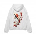 Pullover Hoodie MOLECULE® 332 KOI I DTF Print Cotton Blend 320 Gsm Regular Fit White
