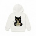 Kids Unisex Pullover Hoodie MOLECULE® 331 RAMEN CAT DTF Cotton Blend 300 Gsm Regular Fit White