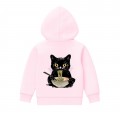 Kids Unisex Pullover Hoodie MOLECULE® 331 RAMEN CAT DTF Cotton Blend 300 Gsm Regular Fit Pink
