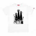 Unisex Short Sleeves T-shirt MOLECULE® 1100 CAT BAND Round Neck Cotton 150 Gsm Regular Fit White