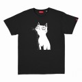 Unisex Short Sleeves T-shirt MOLECULE® 1100 GUILTY CAT Round Neck Cotton 150 Gsm Regular Fit Black