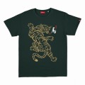 Unisex Short Sleeves T-Shirt MOLECULE® 1100 Golden Tiger Dojo Hatsumi Print Cotton 150 Gsm Regular Fit Forest Green