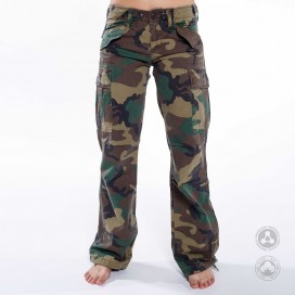 Women Cargo Pants MOLECULE® Canvas Slim Fit Camo Green (Woodland)
