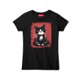 Women Short Sleeve T-Shirt MOLECULE® 1110 KITTEN Cotton 150 Gsm Regular Fit Black