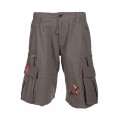 Cargo Shorts MOLECULE® 50007 GOLDEN KOI Embroidery Canvas Zipper Regular Fit Khaki