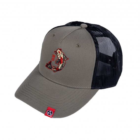 Jockey Hat MOLECULE® Golden Koi Embroidery Olive 100% Recycled Polyester