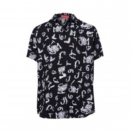 Shirt Blackboard Print Viscose Short Sleeves Black