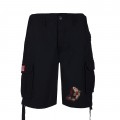 Cargo Shorts MOLECULE® 54001 GOLDEN KOI Embroidery Canvas Worn Out Look Regular Fit Black