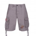 Cargo Shorts MOLECULE® 54001 GOLDEN KOI Embroidery Canvas Worn Out Look Regular Fit Grey