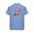 Overshirt MOLECULE® 70003 Golden KOI Embroidery Short Sleeves Denim
