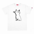 Women Short Sleeve T-Shirt MOLECULE® 1110 GUILTY CAT Cotton 150 Gsm Regular Fit White