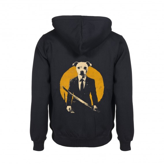 Unisex Zip Hoodie MOLECULE® 778 UNDER DOG Cotton Blend 320 Gsm Regular Fit Black