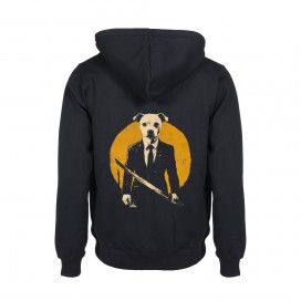Unisex Zip Hoodie MOLECULE® 778 UNDER DOG Cotton Blend 320 Gsm Regular Fit Black