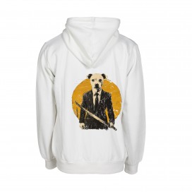 Unisex Zip Hoodie MOLECULE® 778 UNDER DOG Cotton Blend 320 Gsm Regular Fit Off White