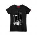 Women Short Sleeve T-Shirt MOLECULE® 1110 CAT BAND Cotton 150 Gsm Regular Fit Black