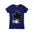 Women Short Sleeve T-Shirt MOLECULE® 1110 CAT BAND Cotton 150 Gsm Regular Fit Indigo