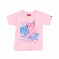 Kids Short Sleeve T-Shirt MOLECULE® SURFER CAT Cotton Pink
