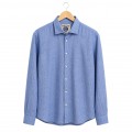 Shirt MOLECULE® 8045 Long Sleeves Blend Linen Blue Melange