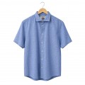 Shirt MOLECULE® 8055 Short Sleeves Blend Linen Blue Melange