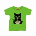 Kids Short Sleeve T-Shirt MOLECULE® RAMEN CAT Cotton Kiwi Green