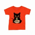 Kids Short Sleeve T-Shirt MOLECULE® RAMEN CAT Cotton Orange