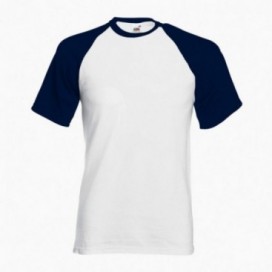 Unisex Short Sleeves T-Shirt 02045 Baseball Cotton 160 Gsm Regular Fit White/Navy