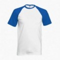 Unisex Short Sleeves T-Shirt 02045 Baseball Cotton 160 Gsm Regular Fit White/Royal Blue